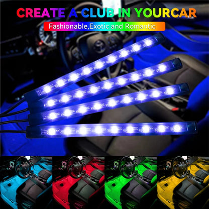 Kit LED RGB Ambient pentru Interior Auto - Iluminare Footwell cu Control APP