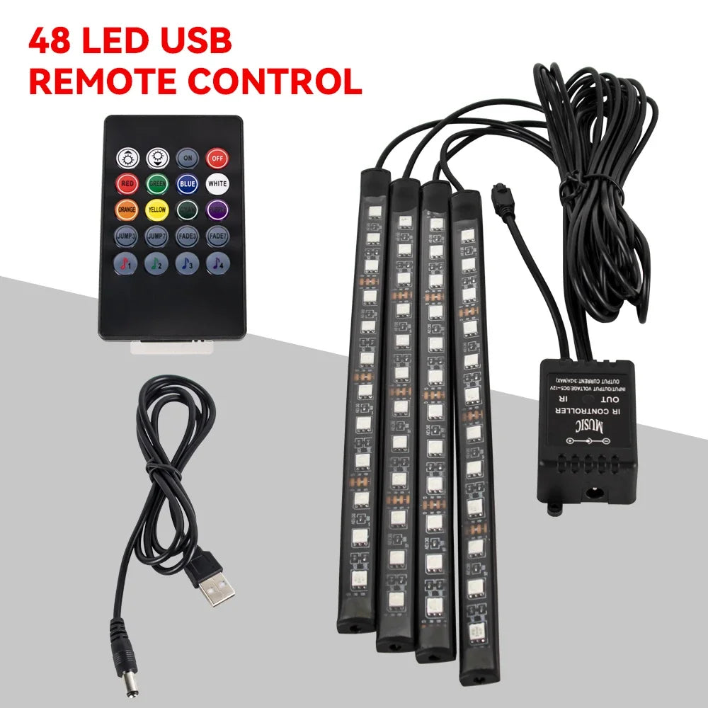 Kit LED RGB Ambient pentru Interior Auto - Iluminare Footwell cu Control APP