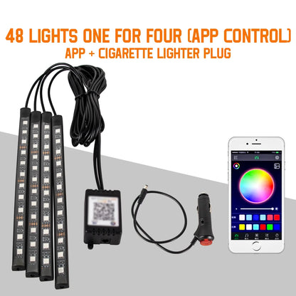 Kit LED RGB Ambient pentru Interior Auto - Iluminare Footwell cu Control APP