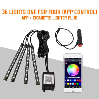 Kit LED RGB Ambient pentru Interior Auto - Iluminare Footwell cu Control APP