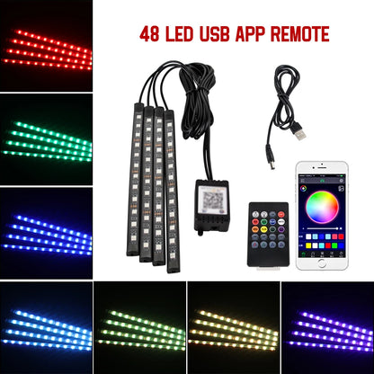 Kit LED RGB Ambient pentru Interior Auto - Iluminare Footwell cu Control APP