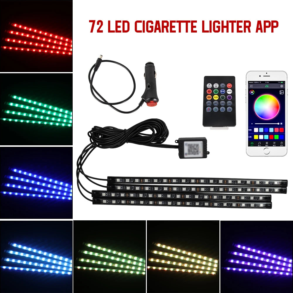 Kit LED RGB Ambient pentru Interior Auto - Iluminare Footwell cu Control APP
