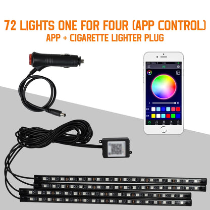 Kit LED RGB Ambient pentru Interior Auto - Iluminare Footwell cu Control APP