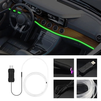 Bandă LED RGB Ambient pentru Interior Auto - Iluminare cu Fibră Optică