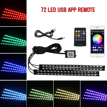 Kit LED RGB Ambient pentru Interior Auto - Iluminare Footwell cu Control APP